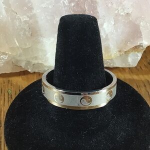 Stainless Steel Ying-Yang Silver Band Ring - Size 12